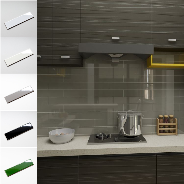 Cocina de color gris / gris Splash Splash Subway Mall Tile