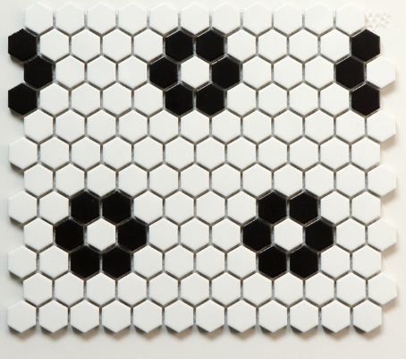 Teja de mosaico de cerámica del hexágono de la forma de la flor blanco y negro 260x300m m