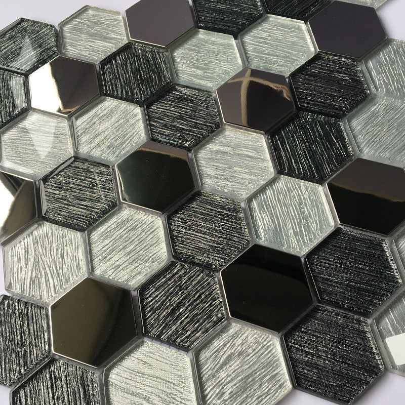 Mosaico hexágono de mosaico Mosaico elemento de metal Modern Kitchen Splashback Tiles